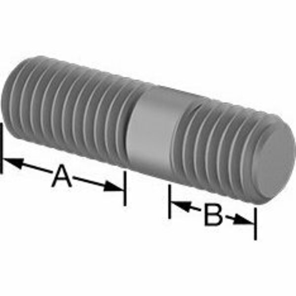 Bsc Preferred Threaded on Both Ends Stud Steel M10 x 1.5 mm Size 18 mm and 10 mm Thread Length 35 mm Long 5580N149